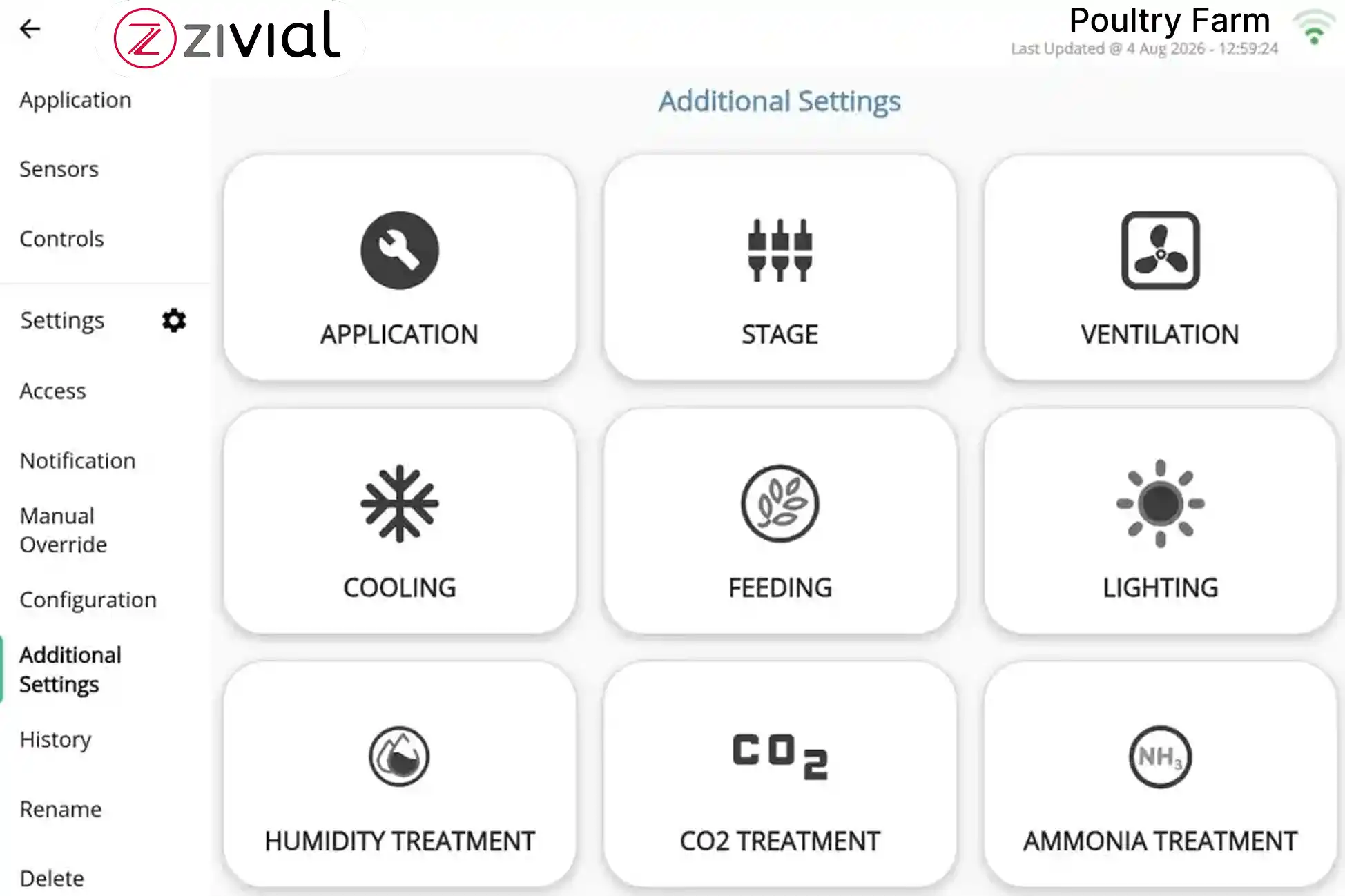 Z1000 zivial App Control Settings