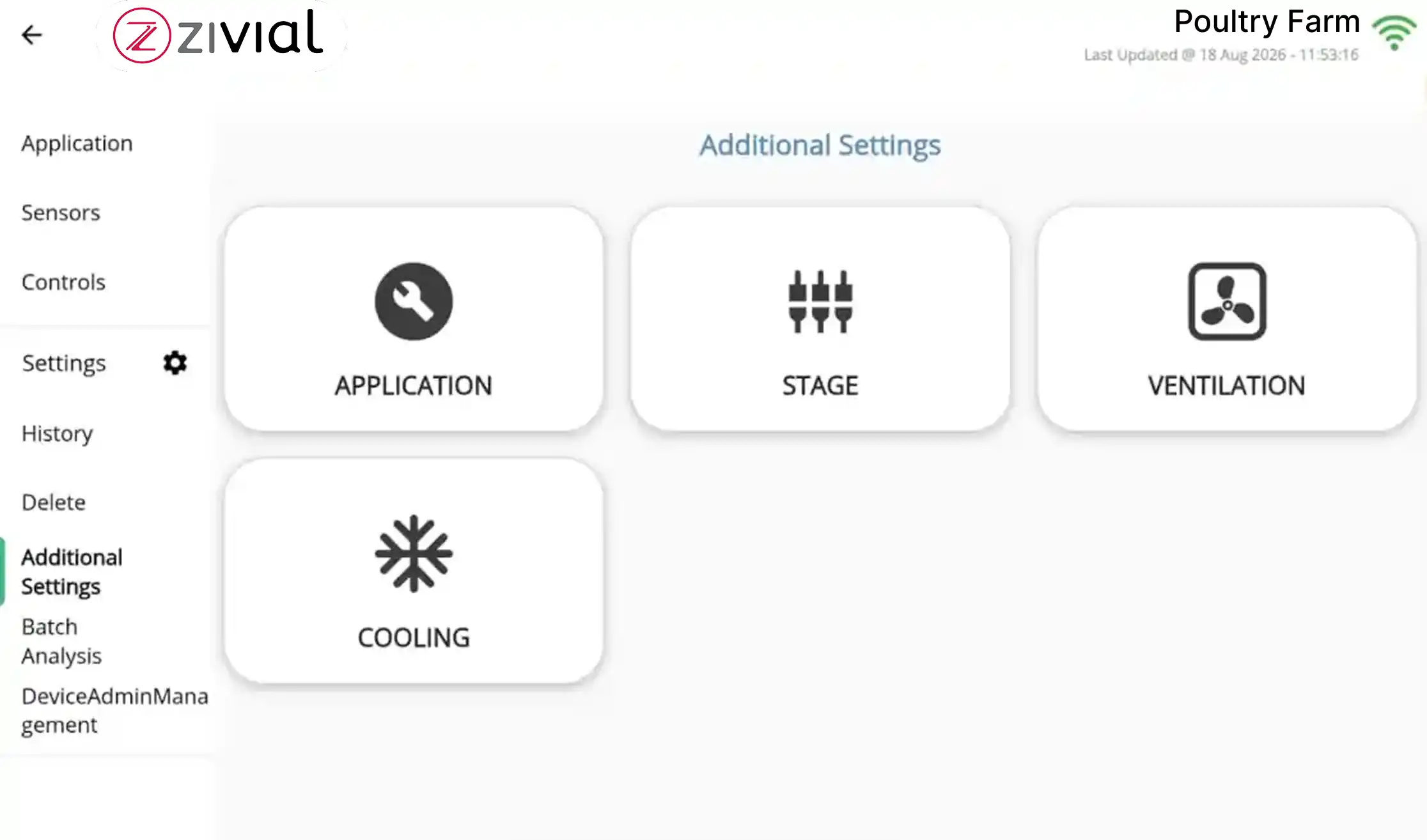 Z800 zivial App Control Settings