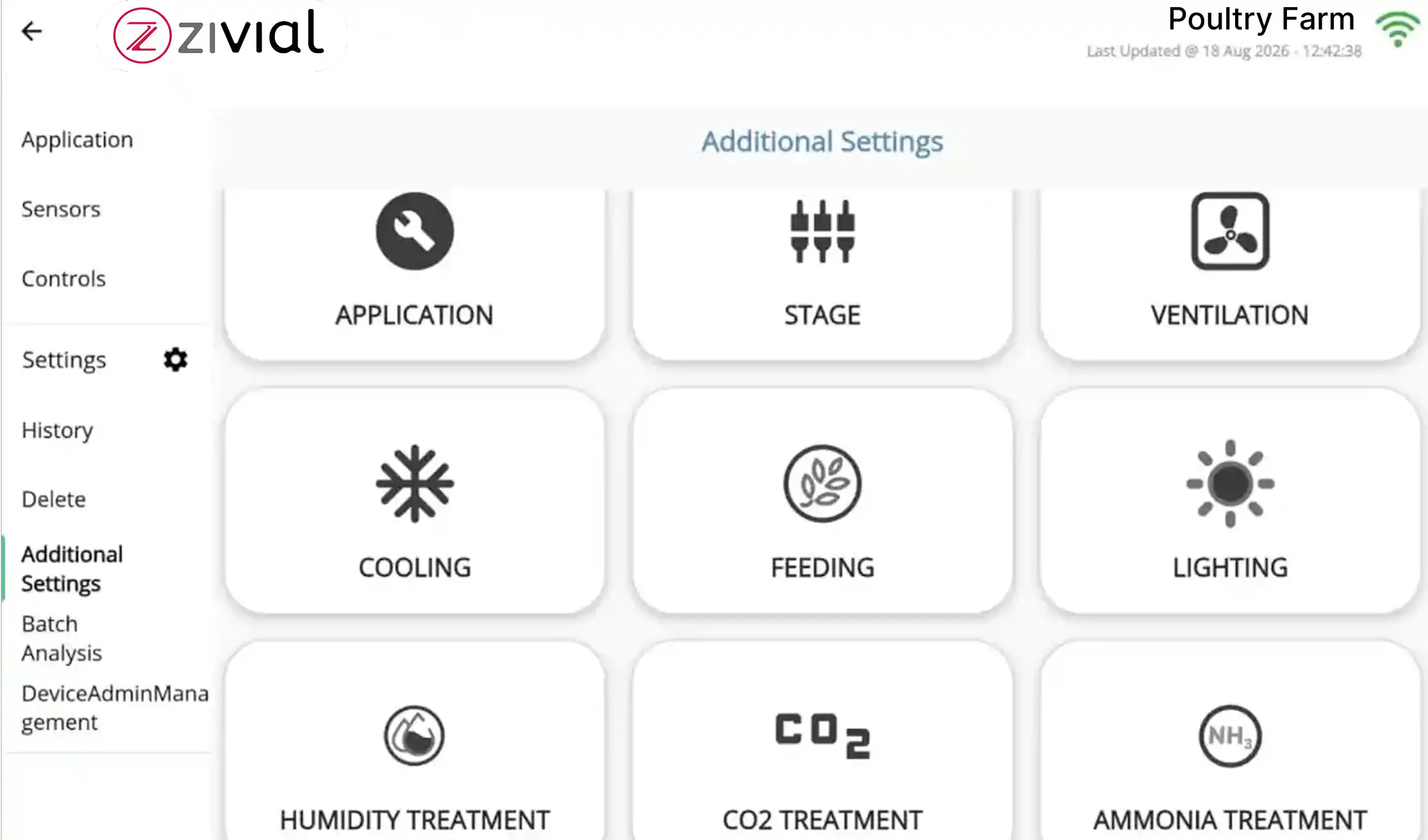 zivial Mobile App Climate Telemetry & Fan Relay Status Screen